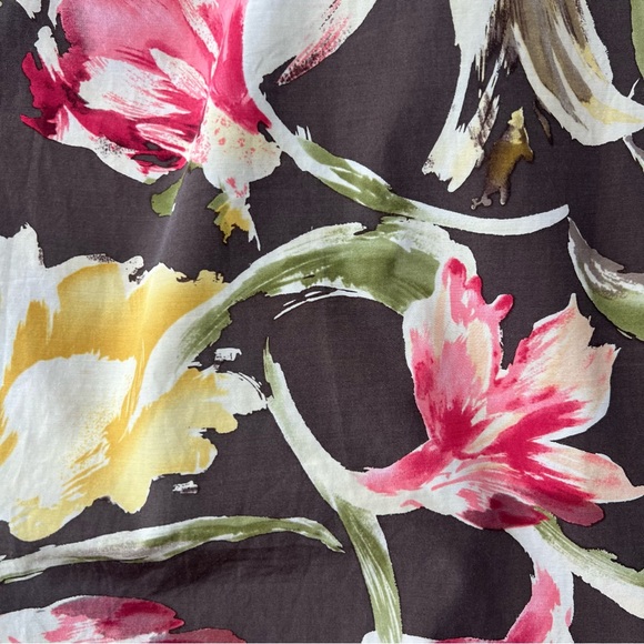 Talbots silk blend floral skirt brown pink and yellow Sz 24W - Picture 4 of 11